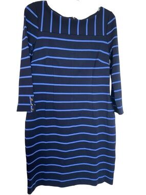 Talbots Navy Dress with Blue Stripes